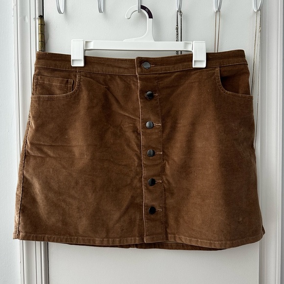 Express Dresses & Skirts - Express Brown Corduroy Button-Front Mini Skirt
